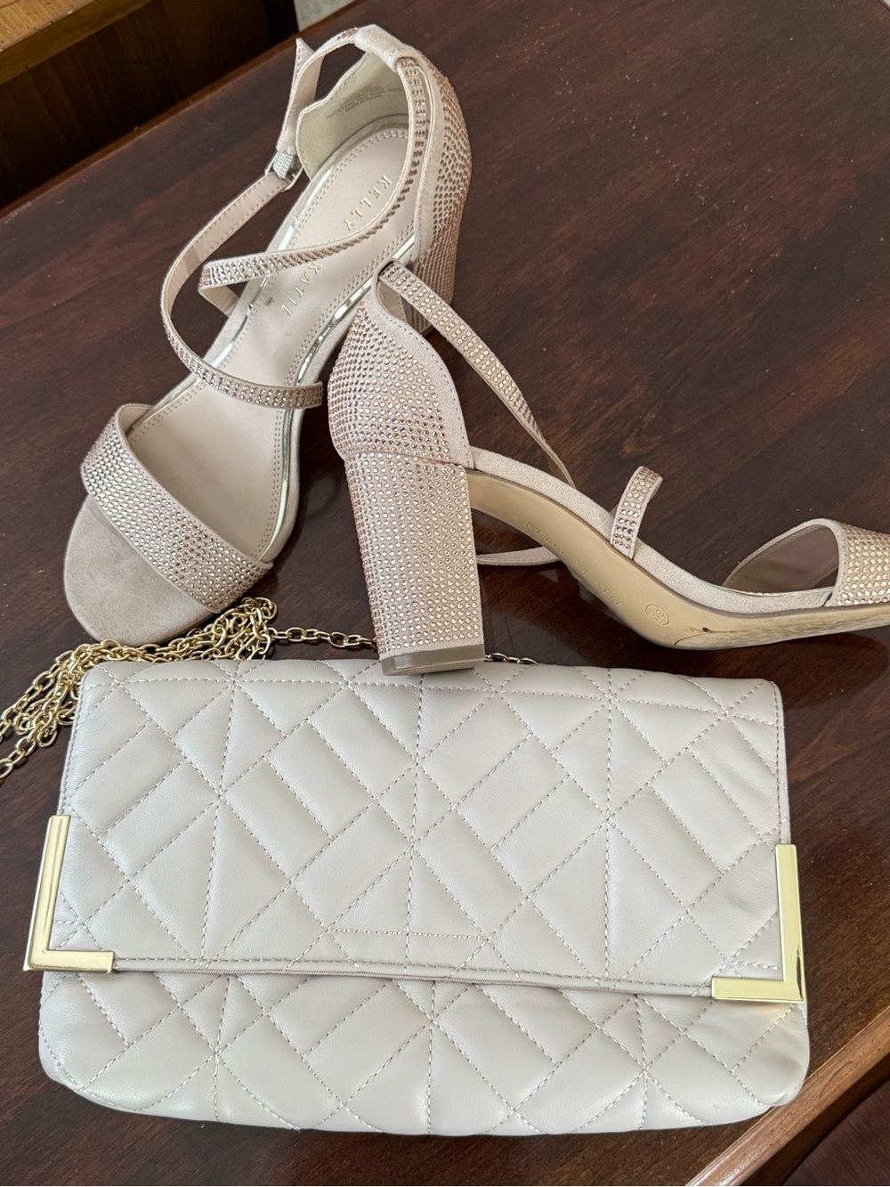 Kelly & Katie Blush Quilted Block Heel Sandals